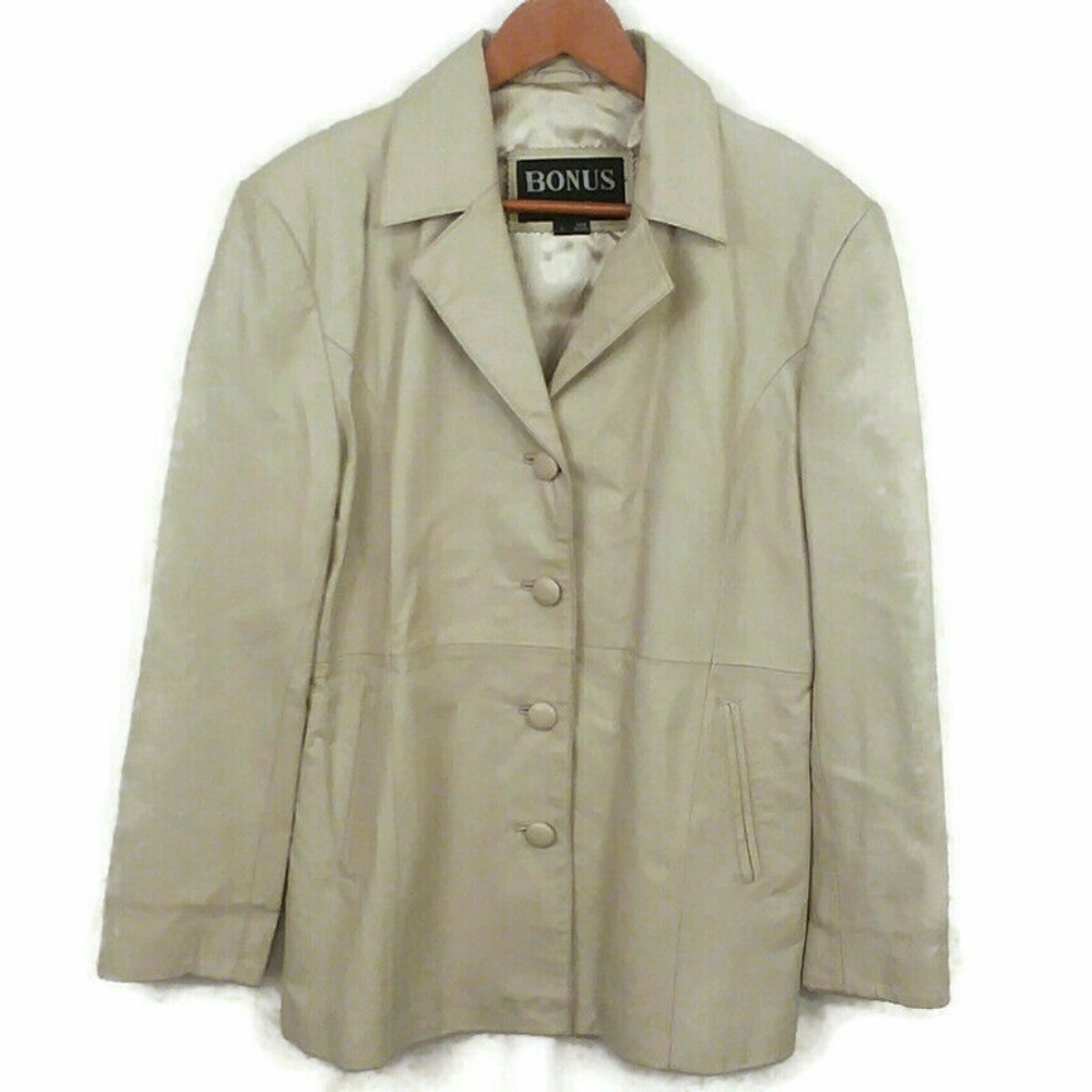 Bonus Italian Fashion Womens Leather Coat Size L